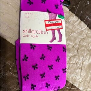 Xhilaration Purple Tights with Bow Design Size 4/6